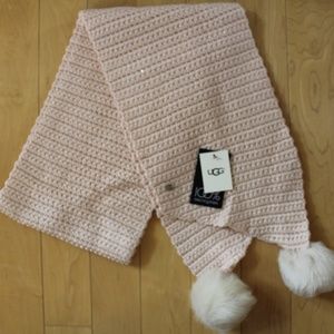 UGG‎ Metallic Thread Shearling Pom Scarf NEW!